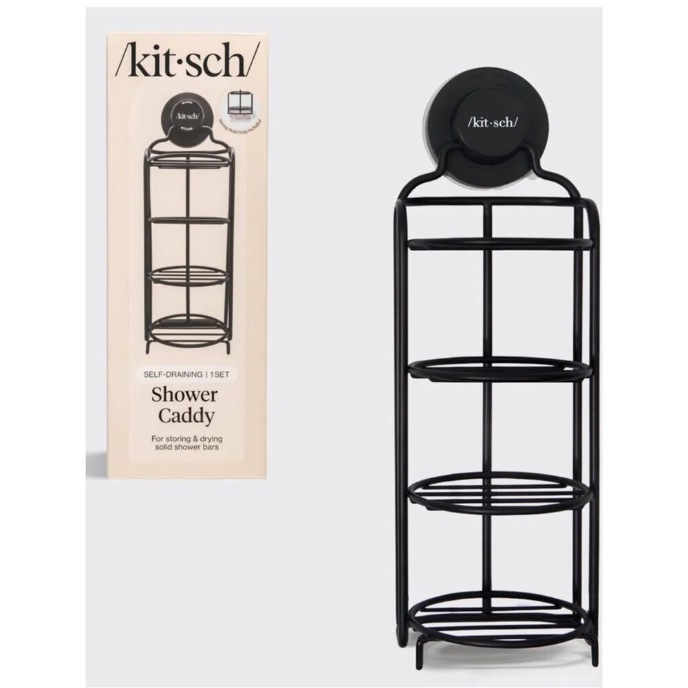 Kitsch Self-Draining Shower Caddy, Black, NWT